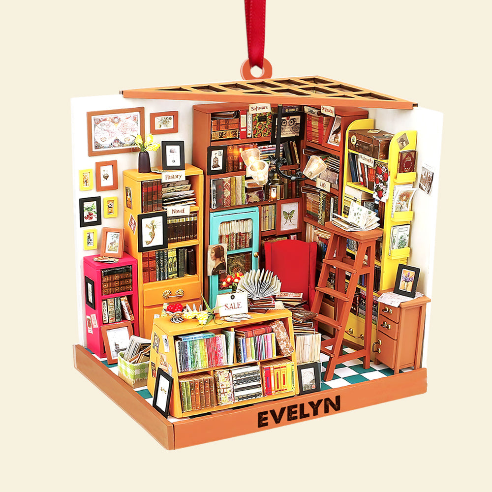 Personalized Bookstore Book Lover Ornament, Christmas Tree Decor