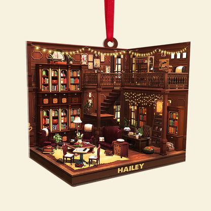 Personalized Bookstore Book Lover Ornament, Christmas Tree Decor