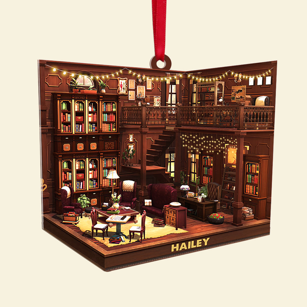 Personalized Bookstore Book Lover Ornament, Christmas Tree Decor