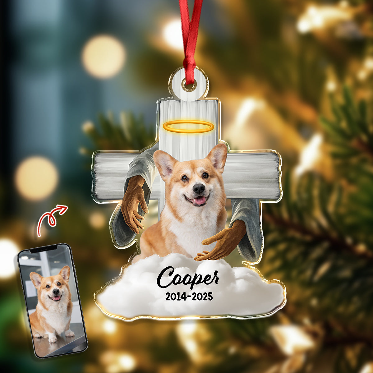 Custom Dog Memorial Photo Dog In Heaven Acrylic Ornament Christmas Gift For Dog Lovers Birthday Gift Christmas Gift For Dog Mom Dog Dad