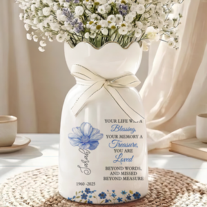 Life Was A Blessing Personalized Ribbon Tie Flower Vase