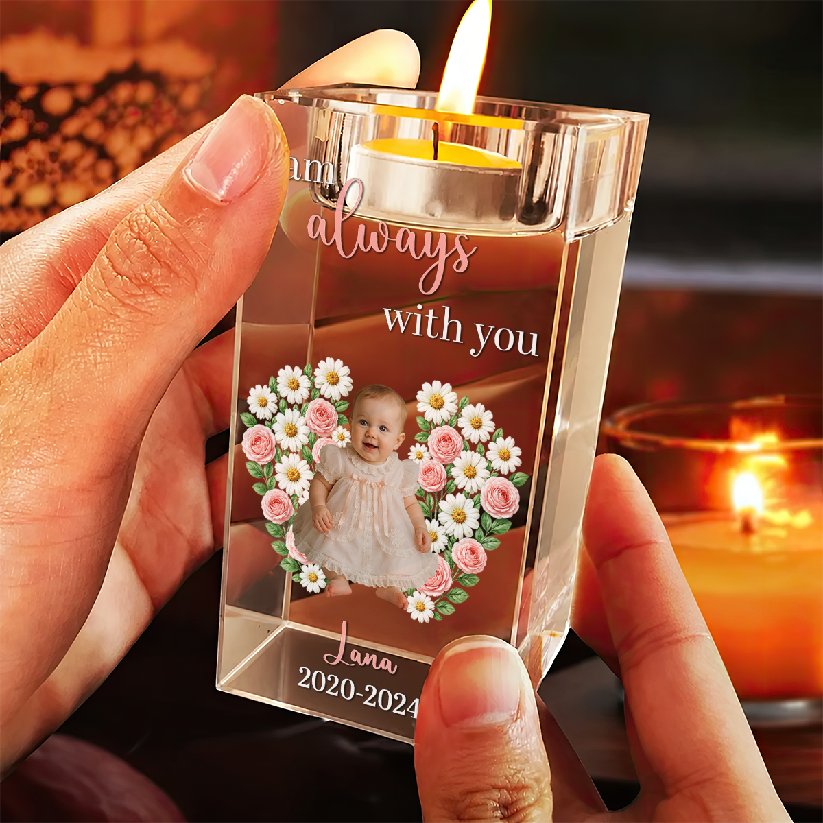 In Loving Memory Baby Loss - Personalized Crystal Candle Holder