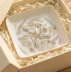 Kids Holding Mom Grandma Hand 2D Printed - Personalized Jewelry Dish
