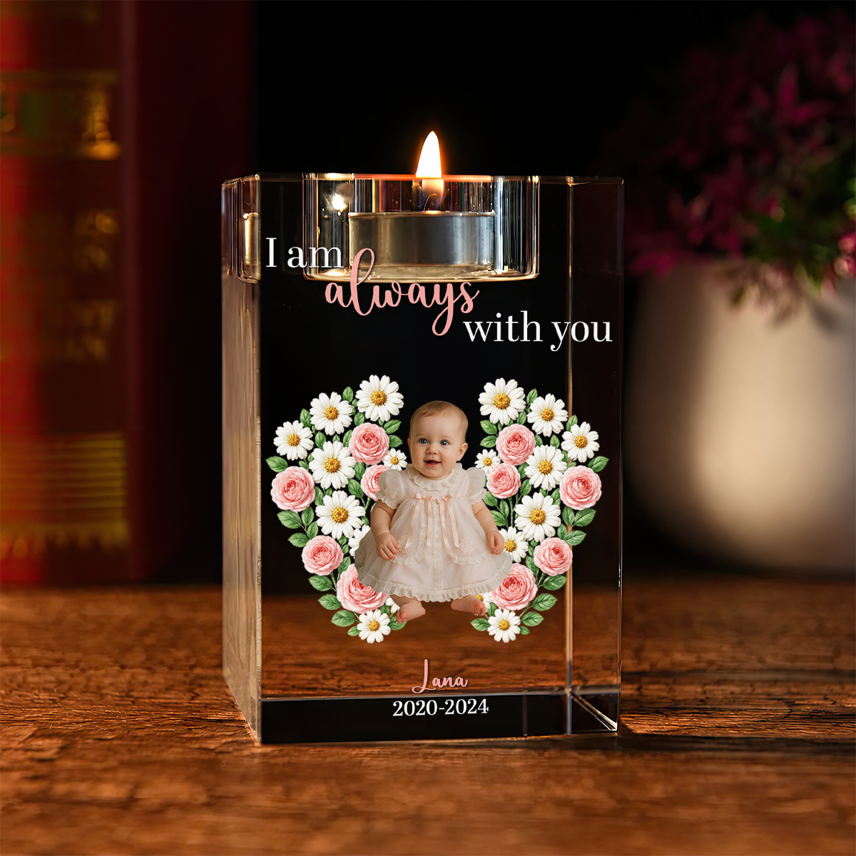 In Loving Memory Baby Loss - Personalized Crystal Candle Holder