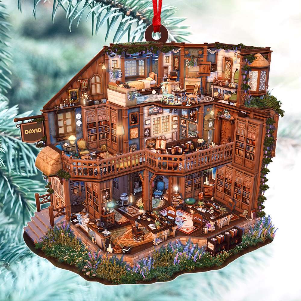 Personalized Bookstore Book Lover Ornament, Christmas Tree Decor