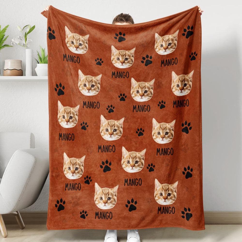 Custom Pet Photo & Paws Fleece Blanket, Pet Lover Gift