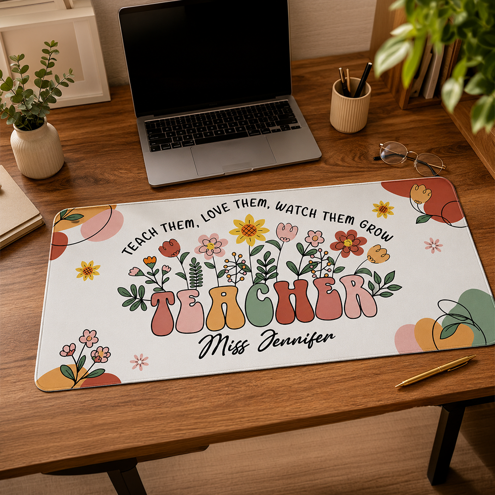 Teach Them Love Them Watch Them Grow - Personalized Desk Mat