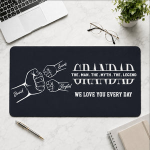 We Love You Grandpa Dad Kids Handprints - Personalized Leather Desk Mat