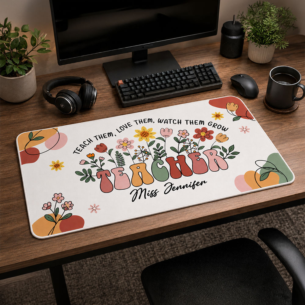Teach Them Love Them Watch Them Grow - Personalized Desk Mat