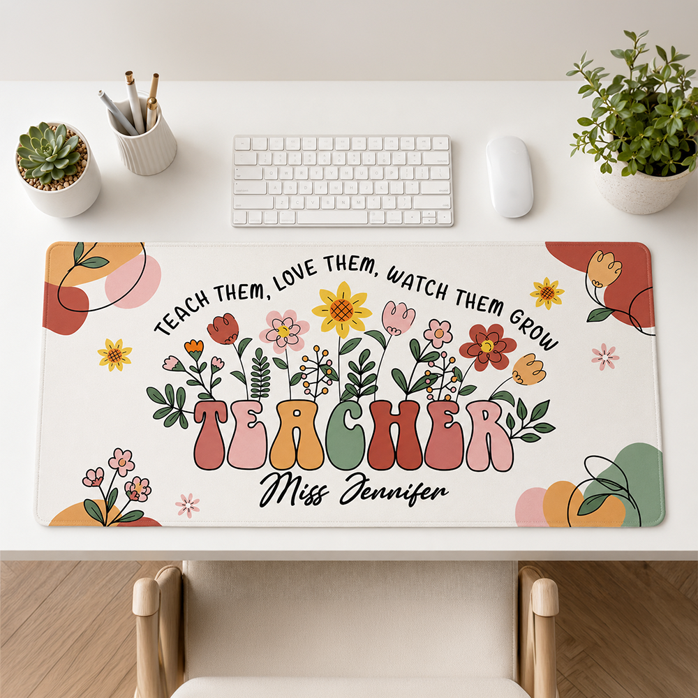 Teach Them Love Them Watch Them Grow - Personalized Desk Mat