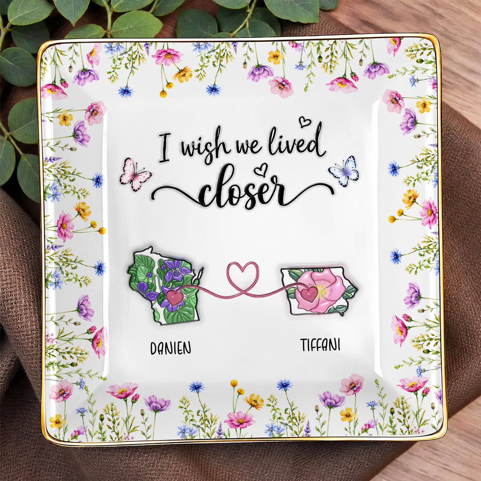 Wish We Live Closer - Personalized Photo Jewelry Dish