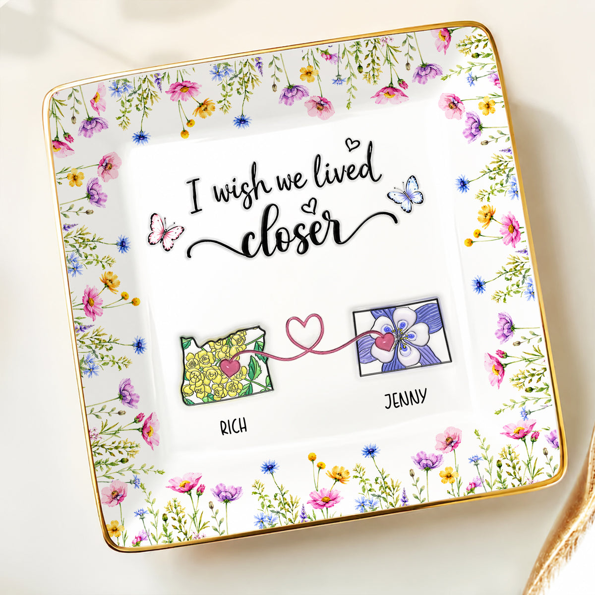 Wish We Live Closer - Personalized Photo Jewelry Dish