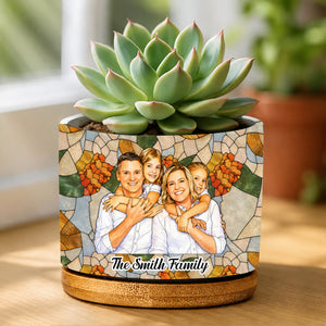 Personalized Family Photo Ceramic Pot - Personalized Ceramic Plant Pot