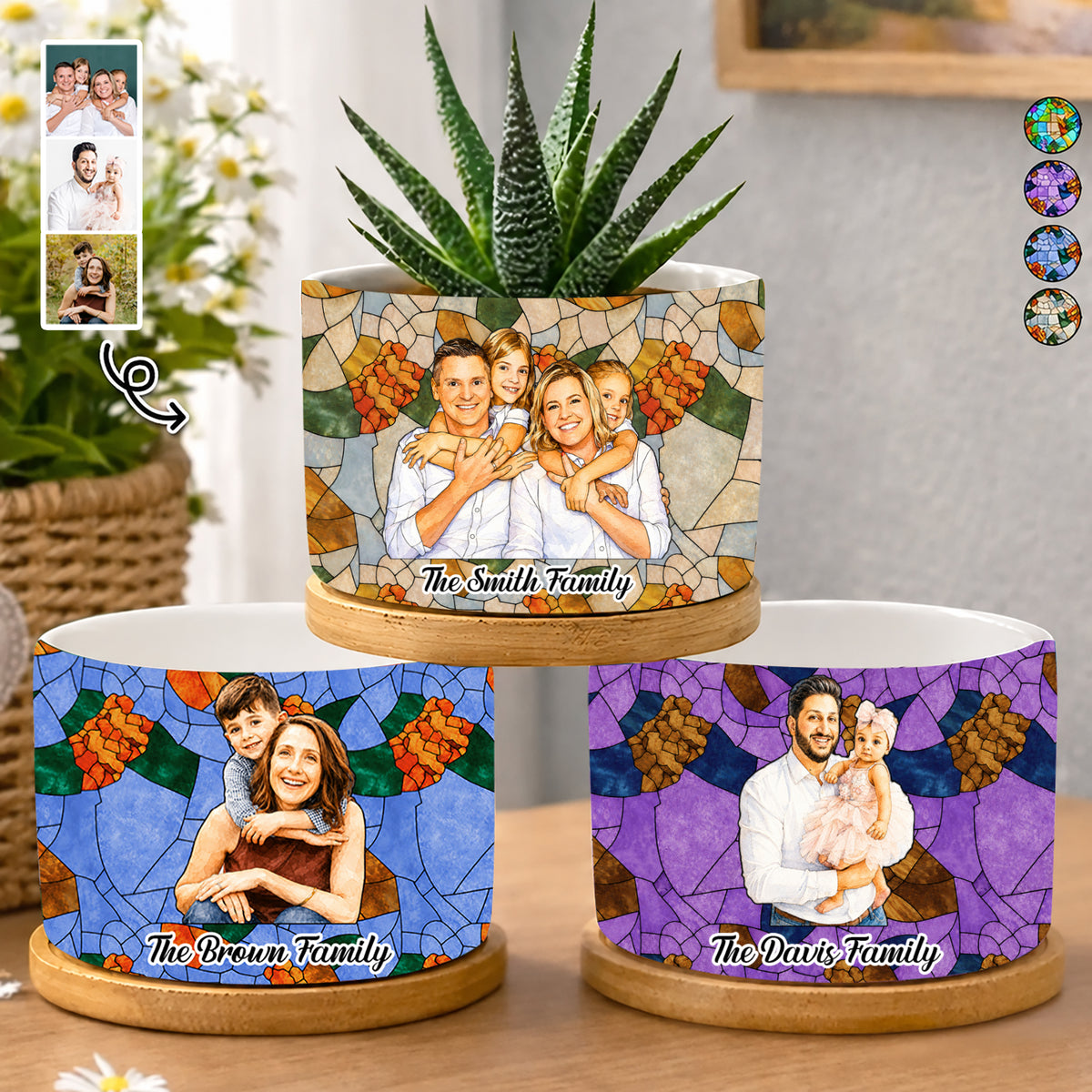 Personalized Family Photo Ceramic Pot - Personalized Ceramic Plant Pot