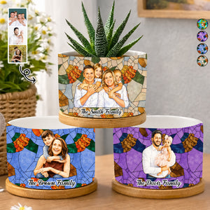 Personalized Family Photo Ceramic Pot - Personalized Ceramic Plant Pot
