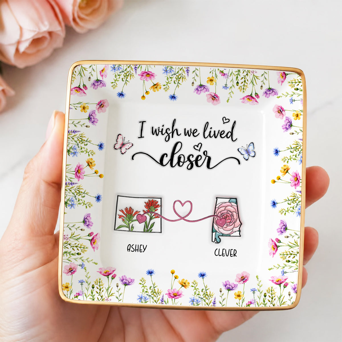 Wish We Live Closer - Personalized Photo Jewelry Dish