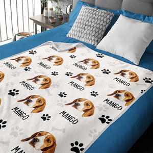 Custom Pet Photo & Paws Fleece Blanket, Pet Lover Gift