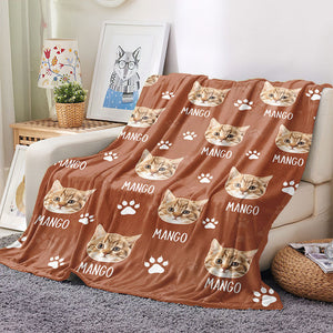 Custom Pet Photo & Paws Fleece Blanket, Pet Lover Gift