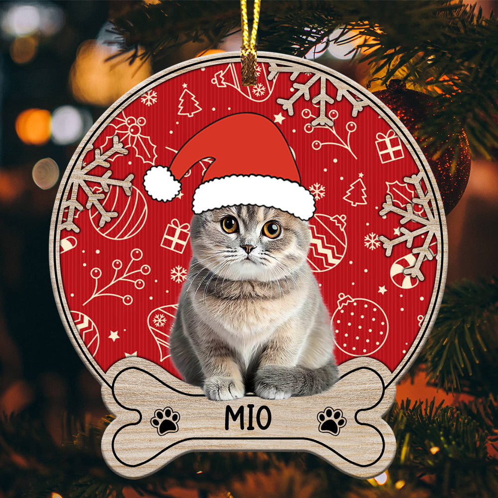 Cute Pet Photo - Custom Photo And Name, Personalized Acrylic Ornament - Gift For Pet Lover