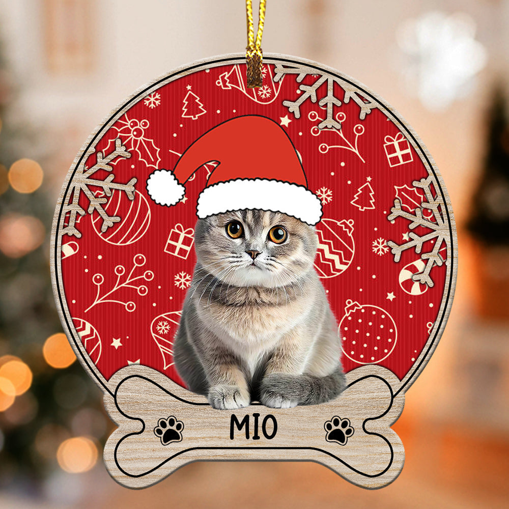 Cute Pet Photo - Custom Photo And Name, Personalized Acrylic Ornament - Gift For Pet Lover