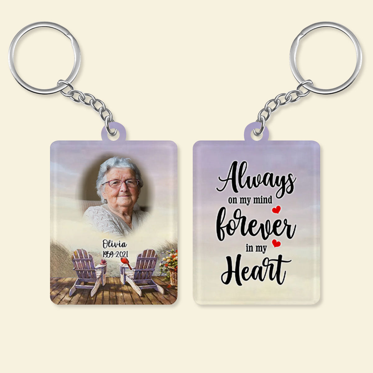 Memorial Keychain With Picture-Bereavement Keyring-In Loving Memory Photo Gifts