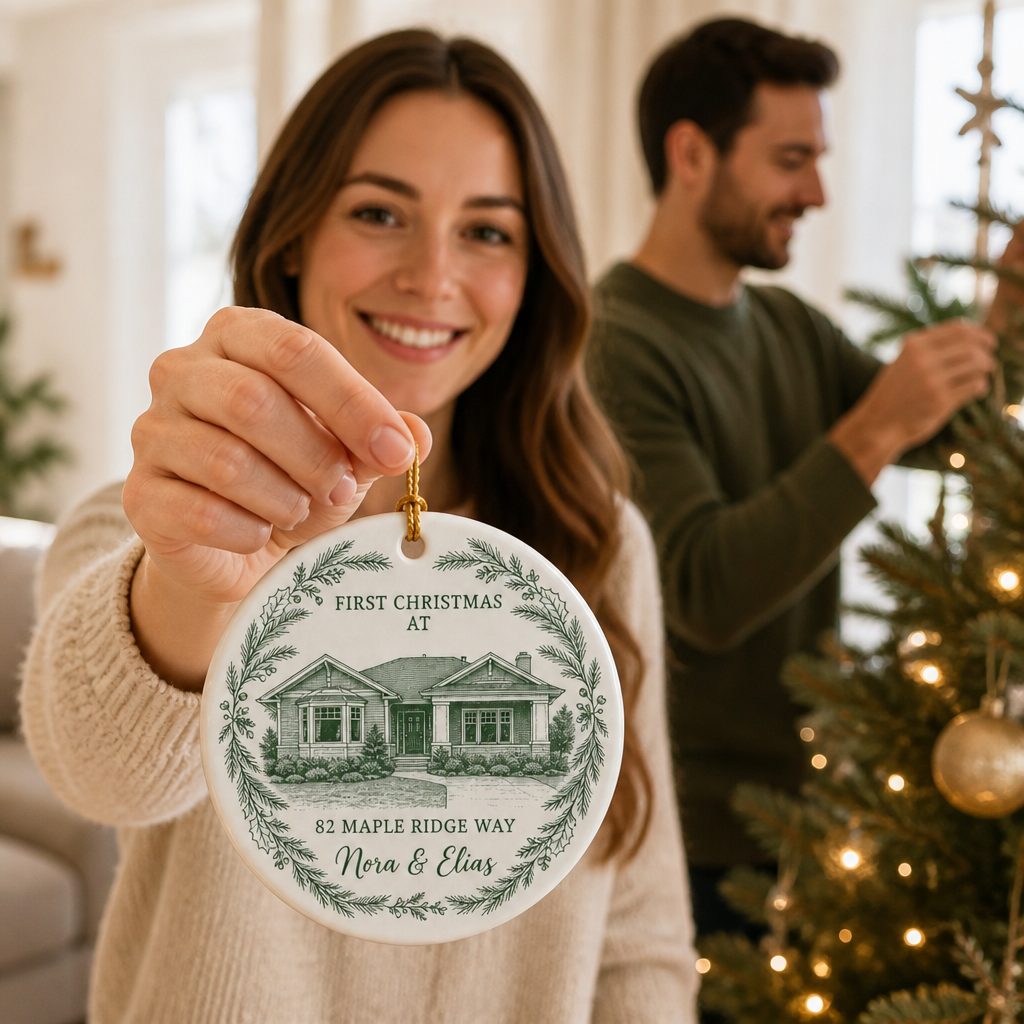 First Christmas at Our Home – Personalized Photo Ornament – Christmas Gift mockup-held-6a7af1c47e61aba626d12527.png