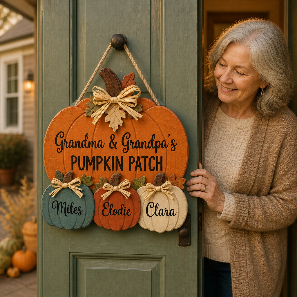 Personalized Grandma & Grandpa’s Pumpkin Patch Wood Sign – Custom Grandkids Names Fall Decor mockup-held-6a7d3b0e10545e07e1621c10.png
