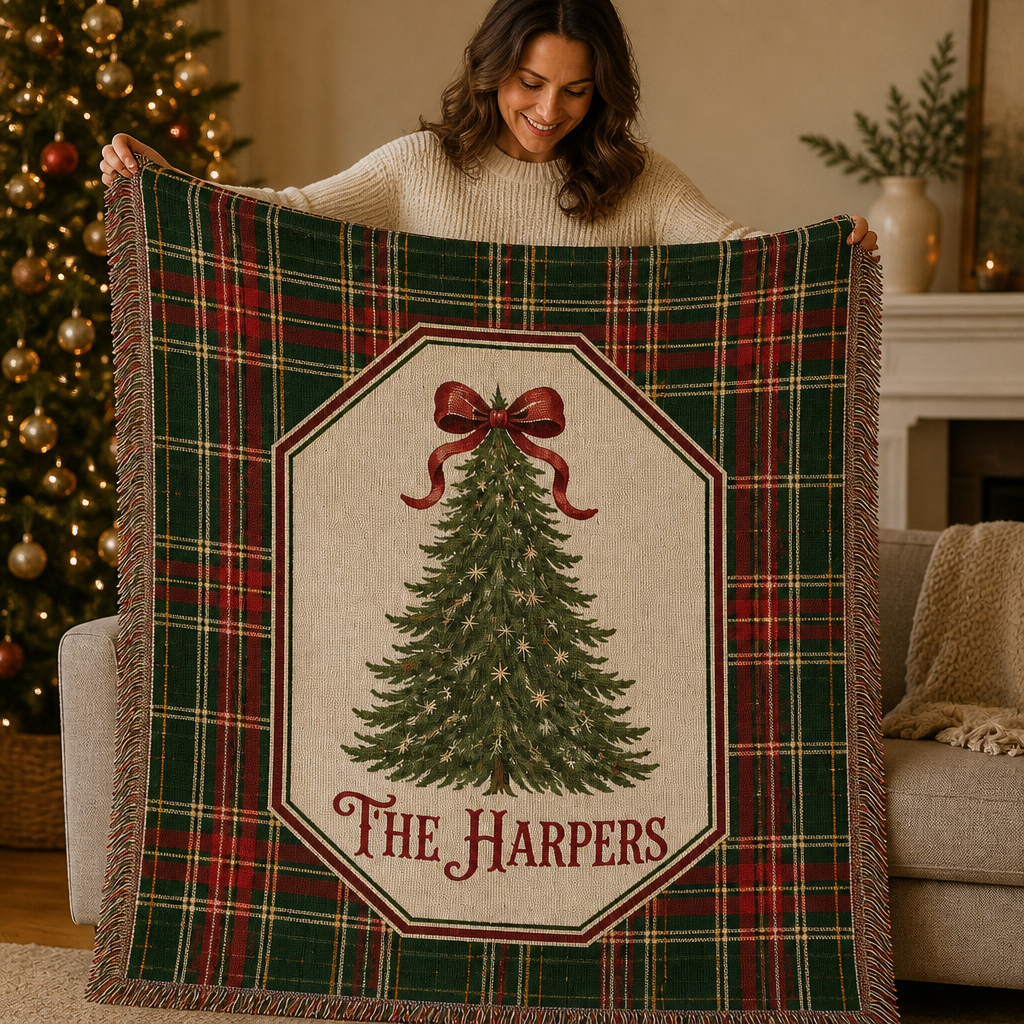 The Hartwells – Personalized Woven Throw Blanket – Christmas Gift mockup-held-6aa3ca8093cd3a84f39810f8.png