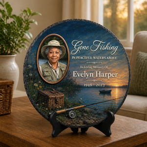 Gone Fishing – Personalized Photo Memorial Stone – Memorial Gift mockup-product-6a7bfd632f487277dbfde225.png