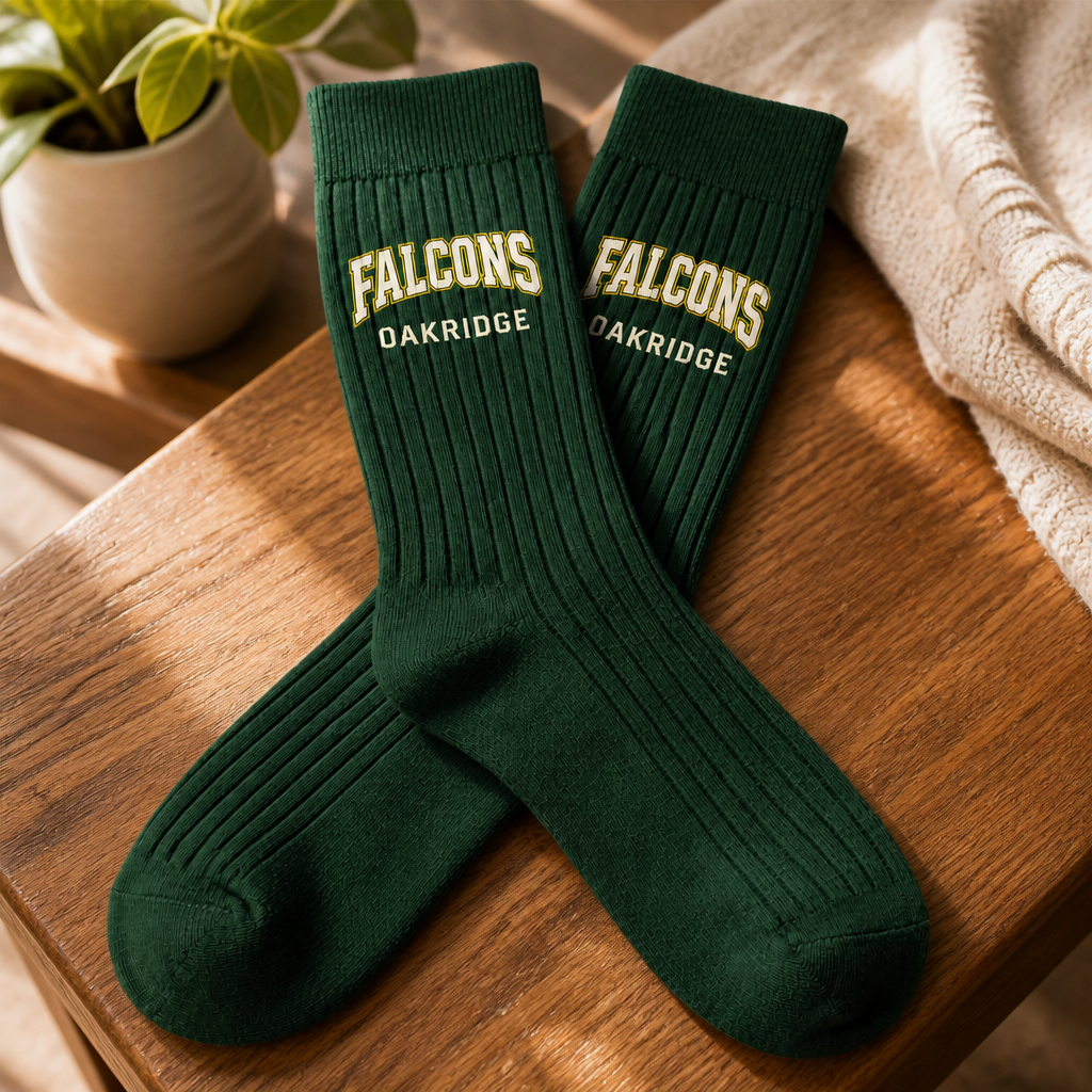 Falcons Oakridge – Personalized Socks - All over printed – Graduation Gift mockup-product-6aa128b863d870cbb8577578.png