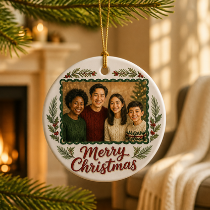 Merry Christmas – Personalized Photo Ornament – Christmas Gift mockup-product-6aa3aeaa4db233f44096835a.png
