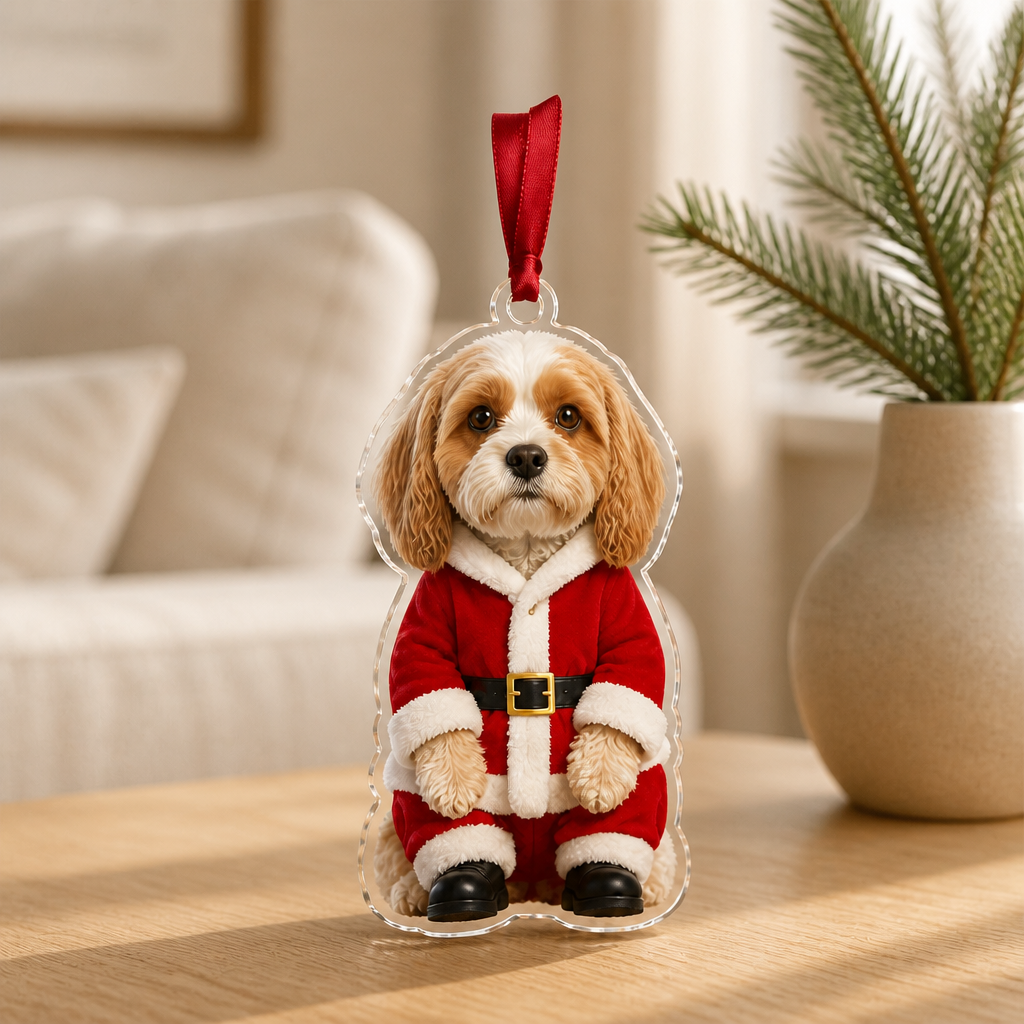 Personalized Pet Photo Christmas Ornament, Custom Dog Cat Santa Acrylic Ornament, Funny Pet Lover Christmas Gift mockup-product-6aa6bb568b8cf2a8733532d0.png