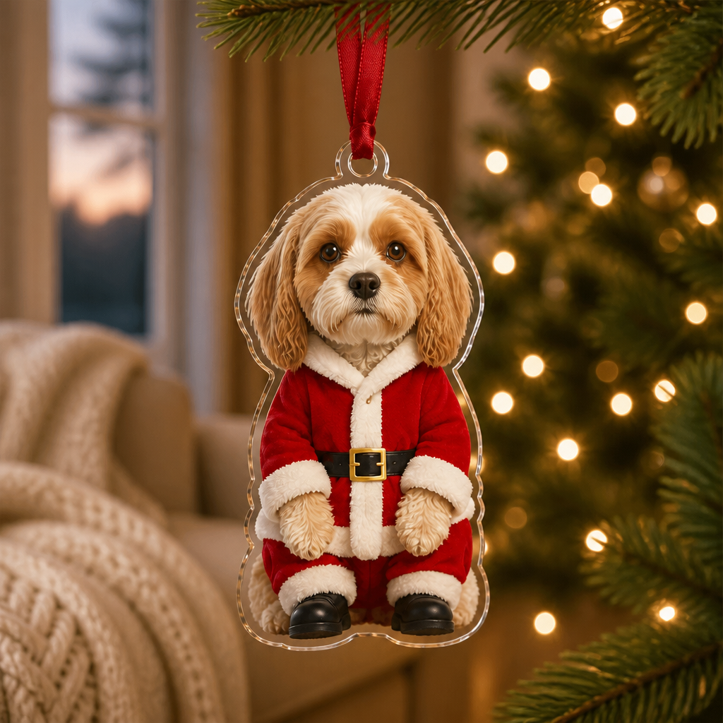 Personalized Pet Photo Christmas Ornament, Custom Dog Cat Santa Acrylic Ornament, Funny Pet Lover Christmas Gift mockup-product-6aa6bbdd96a20d0fd674537c.png