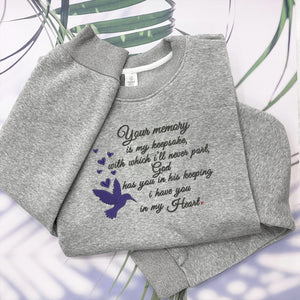 Embroidered Your Memory Is My Keepsake Shirt, Personalized Memorial Gift For Loss Of Dad, Mom