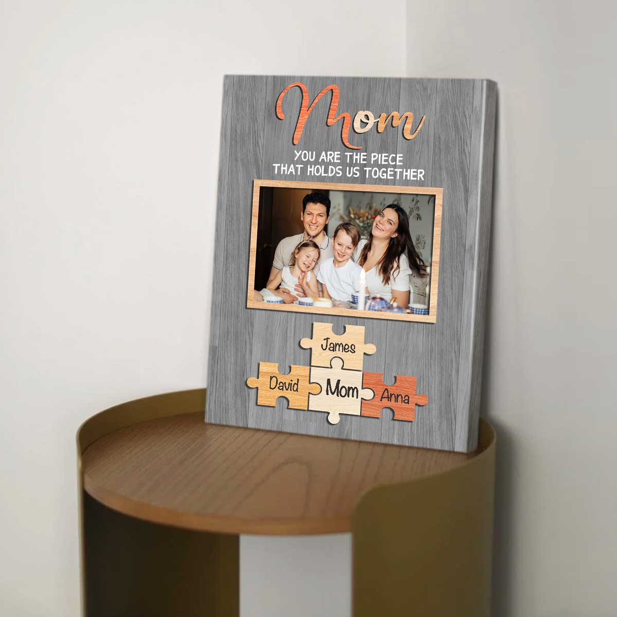 Mom You Are The Piece That Holds Us Together Puzzle Piece Canvas, Custom Picture Gifts For Mom, Personalized Mothers Day Gift, Gift For Mom From Kids