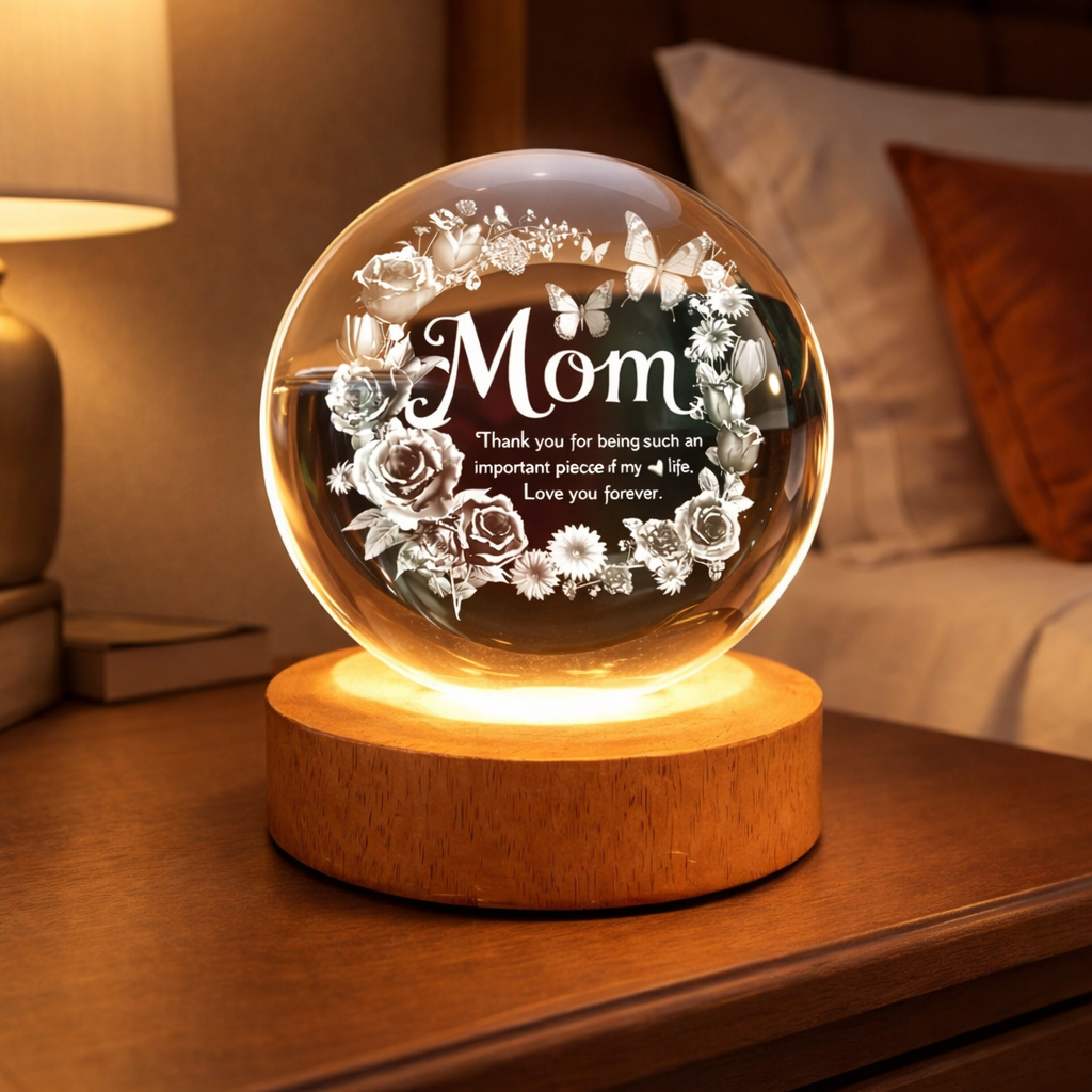 Mom 3D Crystal Ball Gifts for Mum Birthday Gift from Son, Daughter - Fun Christmas, Mothers Day, Retirement Gift Dutterfly Decorations for Mom