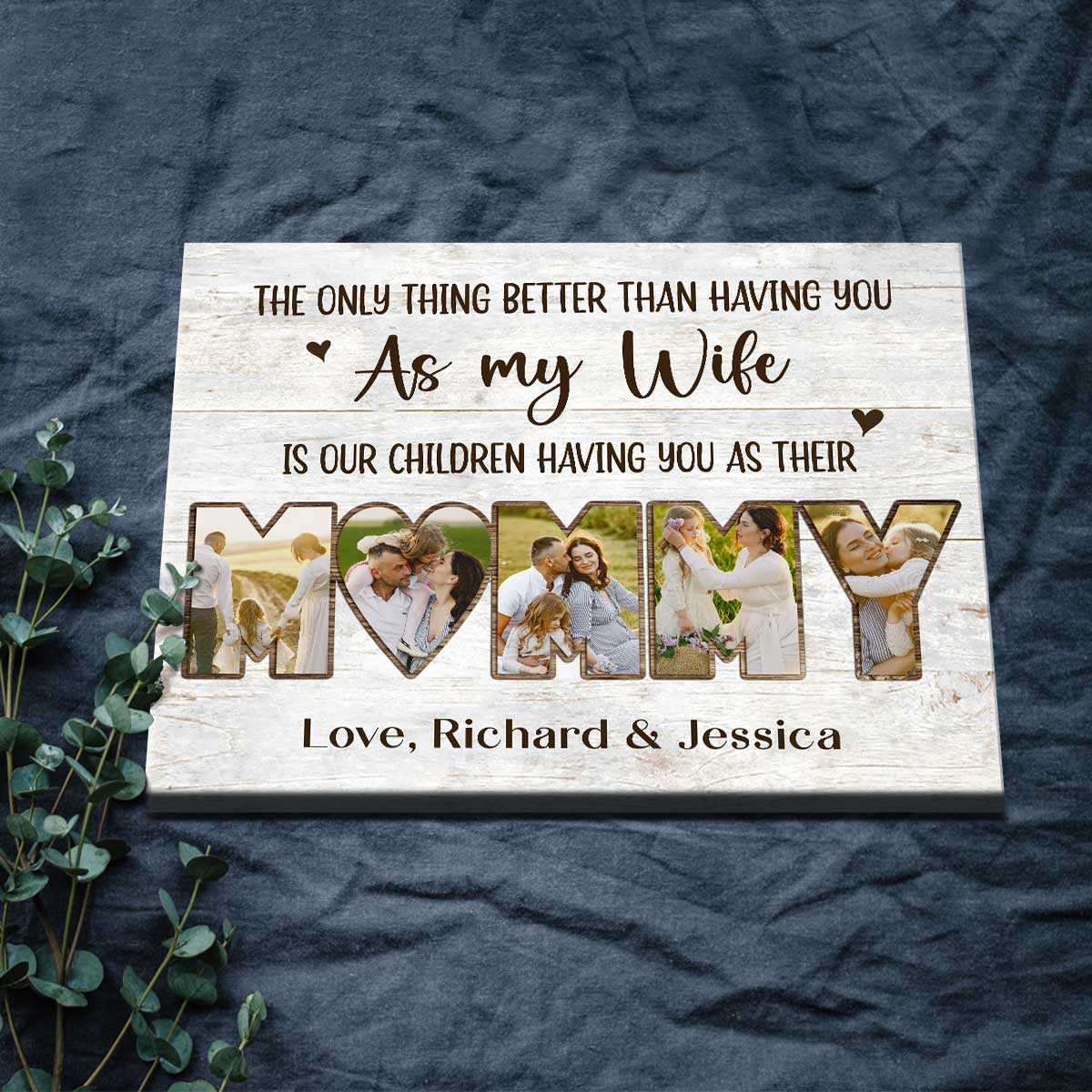 Mommy Photo Collage Canvas, Mother s Day Gift For Wife, Personalized Christmas Gift For Wife From Husband