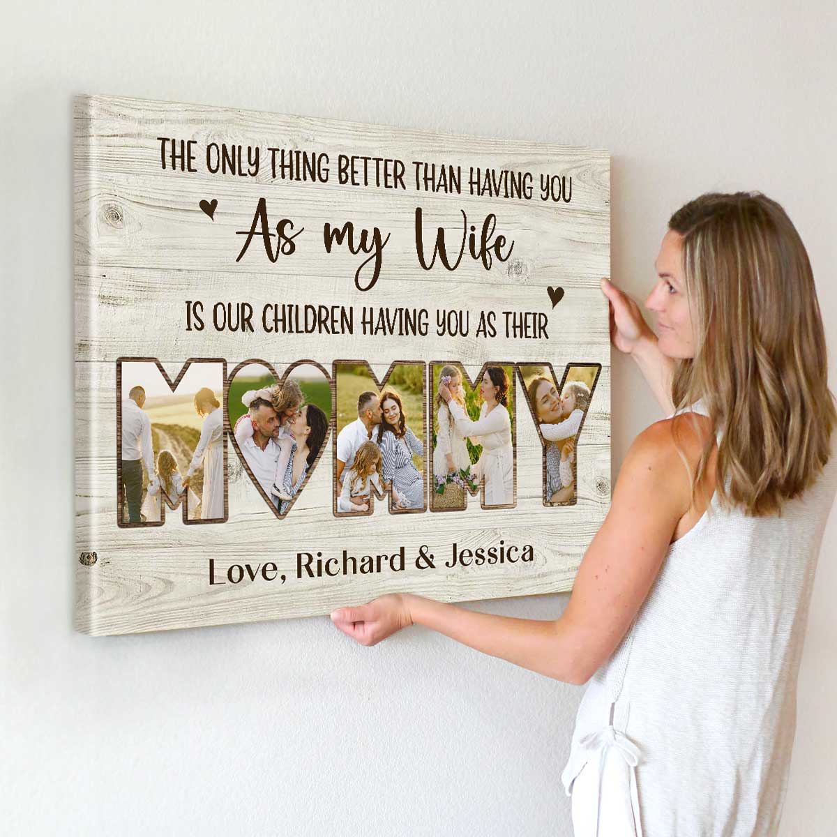 Mommy Photo Collage Canvas, Mother s Day Gift For Wife, Personalized Christmas Gift For Wife From Husband