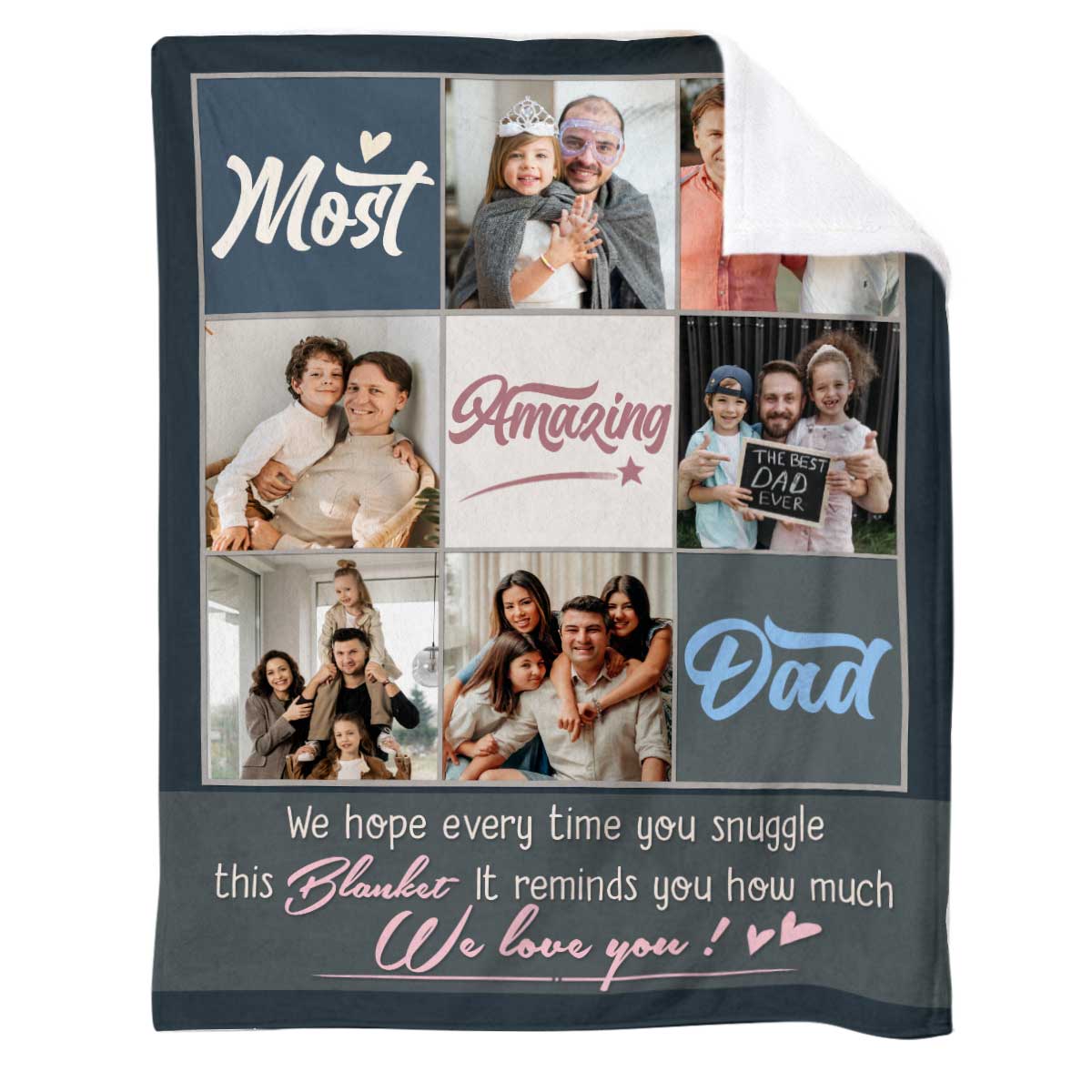 Most Amazing Dad Photo Blanket, Personalized Fathers Day Gift, Birthday Gift For Dad From Kids, Dad Fathers Day Gifts