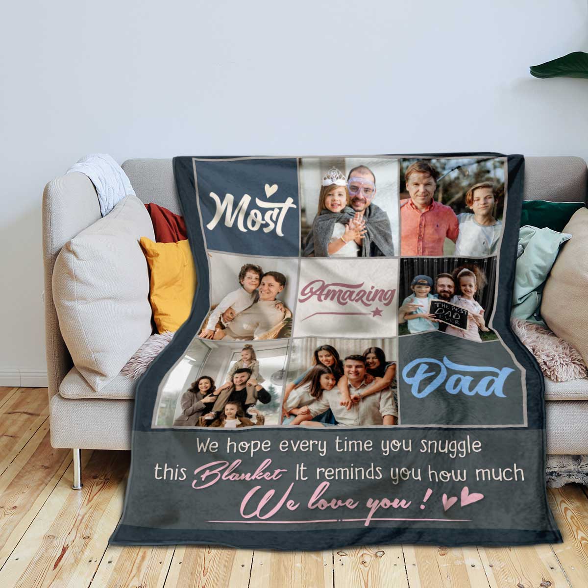 Most Amazing Dad Photo Blanket, Personalized Fathers Day Gift, Birthday Gift For Dad From Kids, Dad Fathers Day Gifts