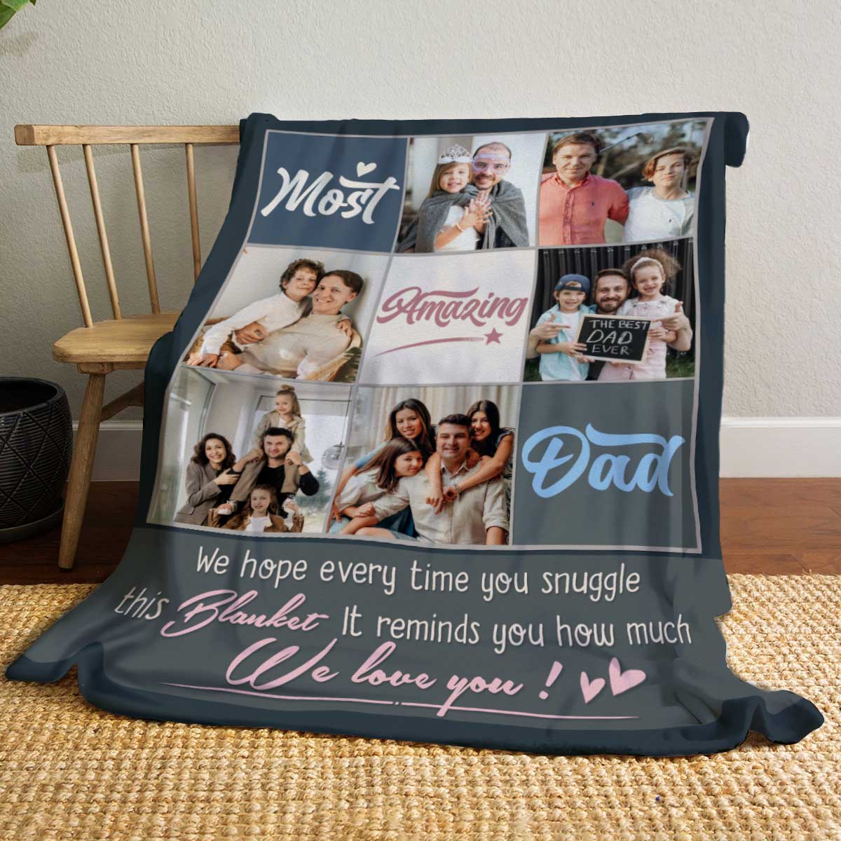 Most Amazing Dad Photo Blanket, Personalized Fathers Day Gift, Birthday Gift For Dad From Kids, Dad Fathers Day Gifts