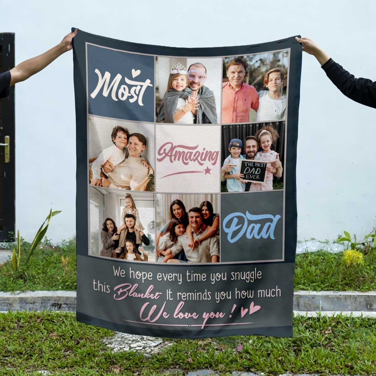 Most Amazing Dad Photo Blanket, Personalized Fathers Day Gift, Birthday Gift For Dad From Kids, Dad Fathers Day Gifts