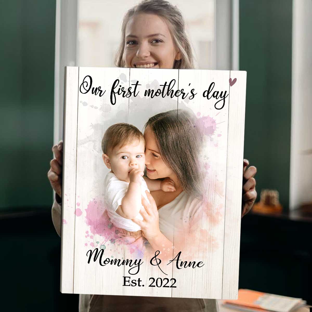 Mother And Baby Portrait Canvas, First Mother s Day Paintings Ideas, Personalized Our First Mother s Day Photo Gift