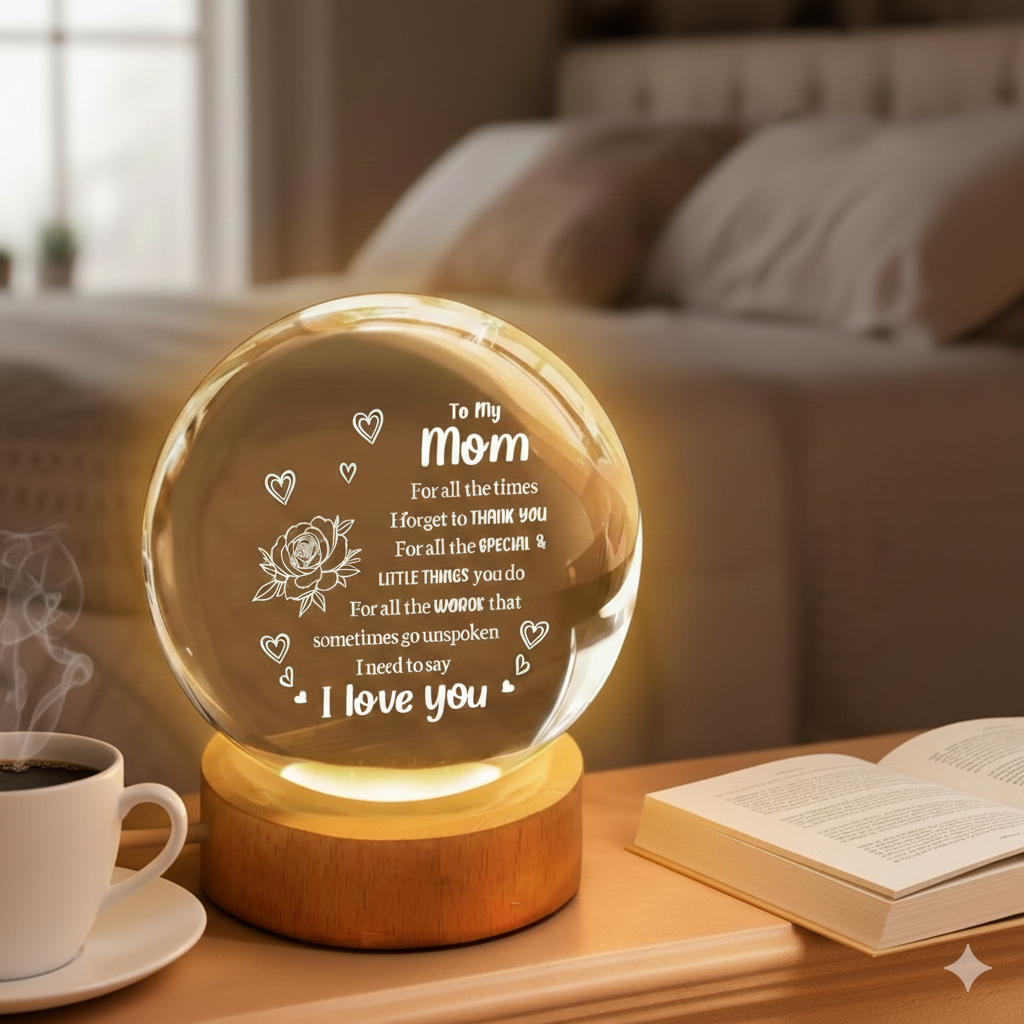 Mothers Day Gifts for Mom, Mom Birthday Gifts - Custom Crystal Ball Keepsake I Love You Mom Gifts from Son - Best Christmas Mother's Day Gifts from Daughter
