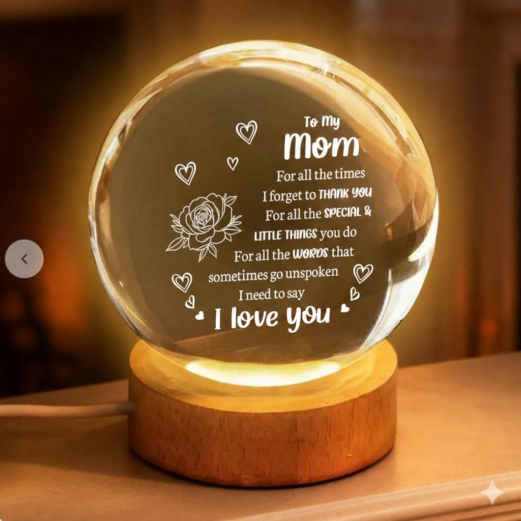 Mothers Day Gifts for Mom, Mom Birthday Gifts - Custom Crystal Ball Keepsake I Love You Mom Gifts from Son - Best Christmas Mother's Day Gifts from Daughter