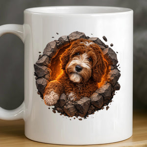 Dog Breaking Through A Wall Mug, Custom Pet Lovers Coffee Mug, Customized Name White Cup More Than A Mug, It s A Memory