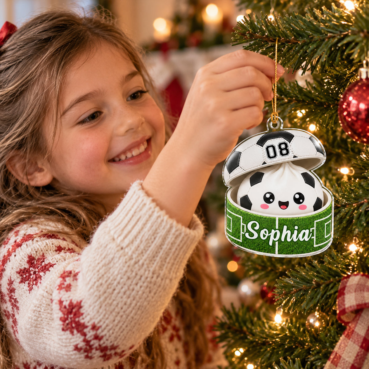 Custom Soccer Dumpling Squishy Style - Personalized Acrylic Ornament