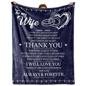 Wedding Anniversary Custom Blanket Romantic Birthday Gifts for Wife Women from Husband, Wife Birthday Gift Ideas, Purple Pink Navy Hot Pink Throw Blanket for Couch