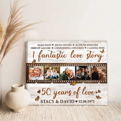 50th Anniversary Gift For Couple, 50th Anniversary Gifts Custom Collage Gift, Golden 50th Anniversary For Parents
