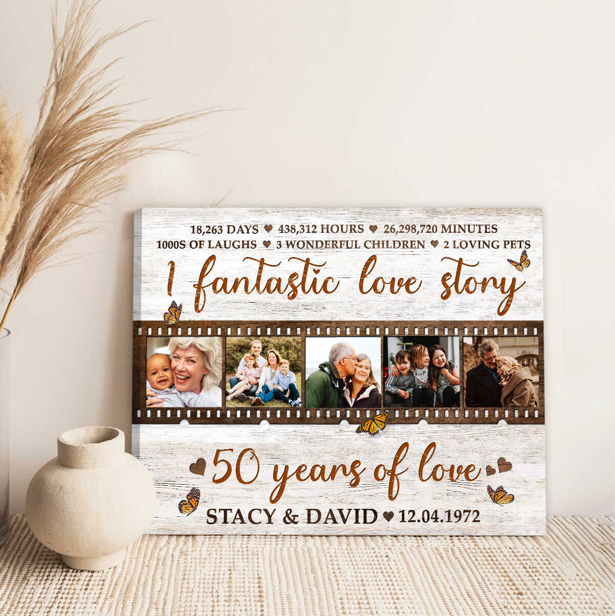 50th Anniversary Gift For Couple, 50th Anniversary Gifts Custom Collage Gift, Golden 50th Anniversary For Parents